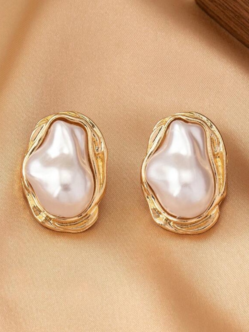 Gold Pearl Statement Earrings